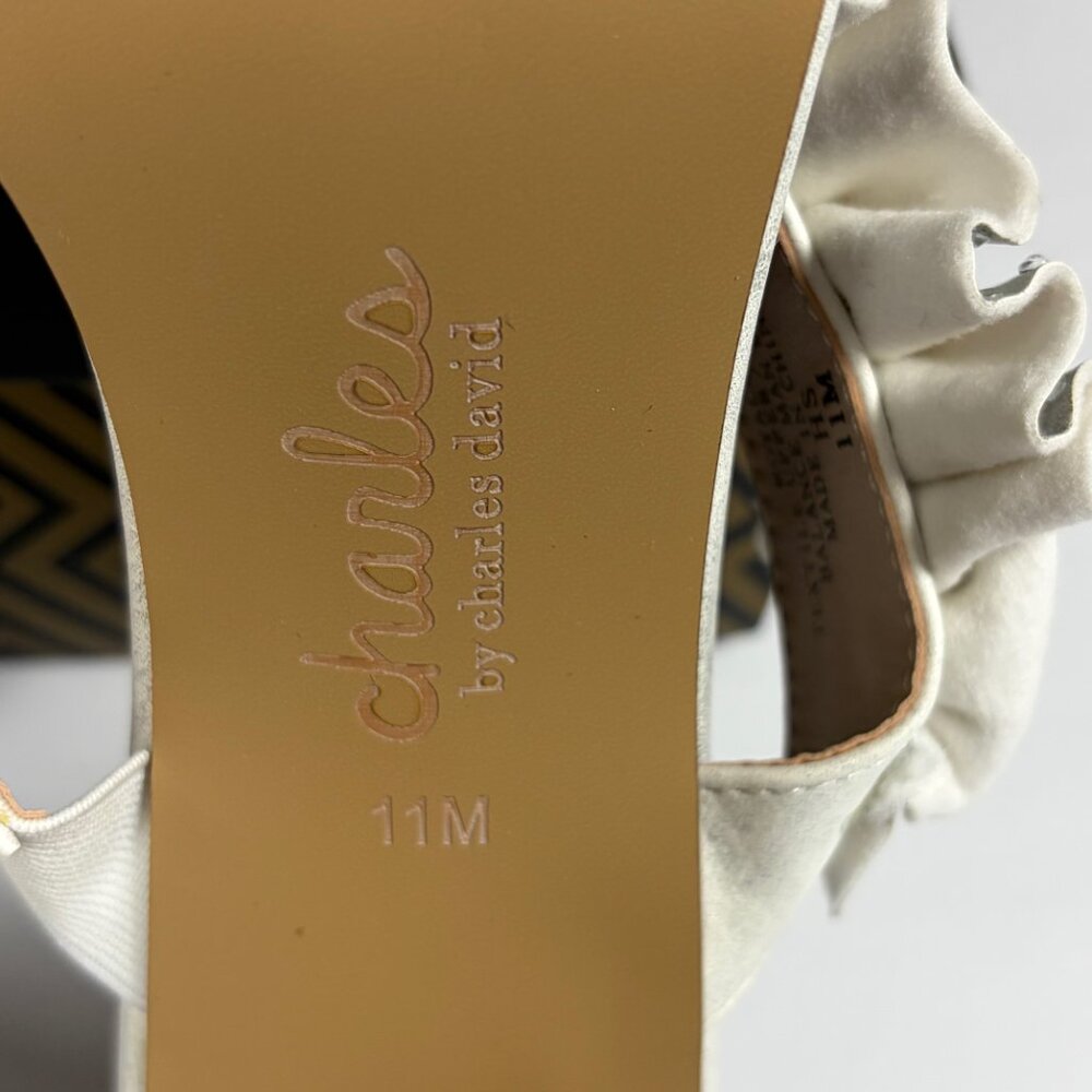 Charles by Charles David Royals Sandals Women’s 11 White Rhinestone Block Heel - Picture 11 of 14